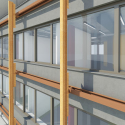 Vizualizace - konstrukční řešení fasády - pohled z vnější strany