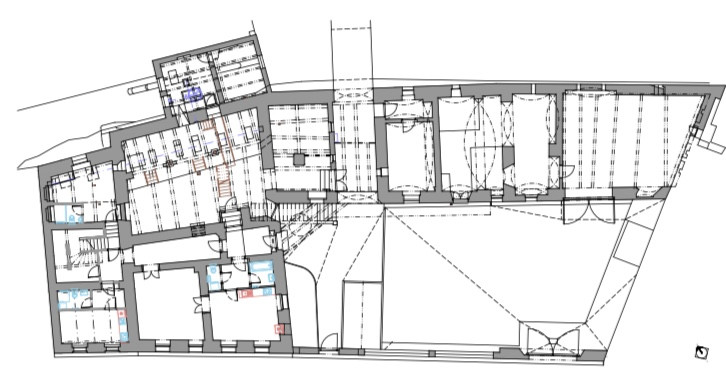 Obnova Bízkova válcového mlýna, Jirsa Architekti, půdorys 1NP