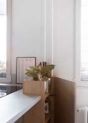 Skříňka v kuchyňském ostrůvku (Rekonstrukce bytu v panelovém domě v Praze na Gutovce; P2P.)