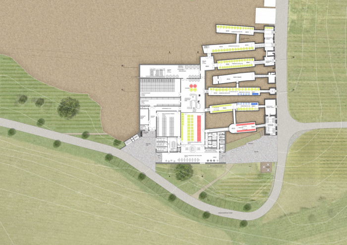 Vinařství Mikrosvín, FAM Architekti, půdorys přízemí.