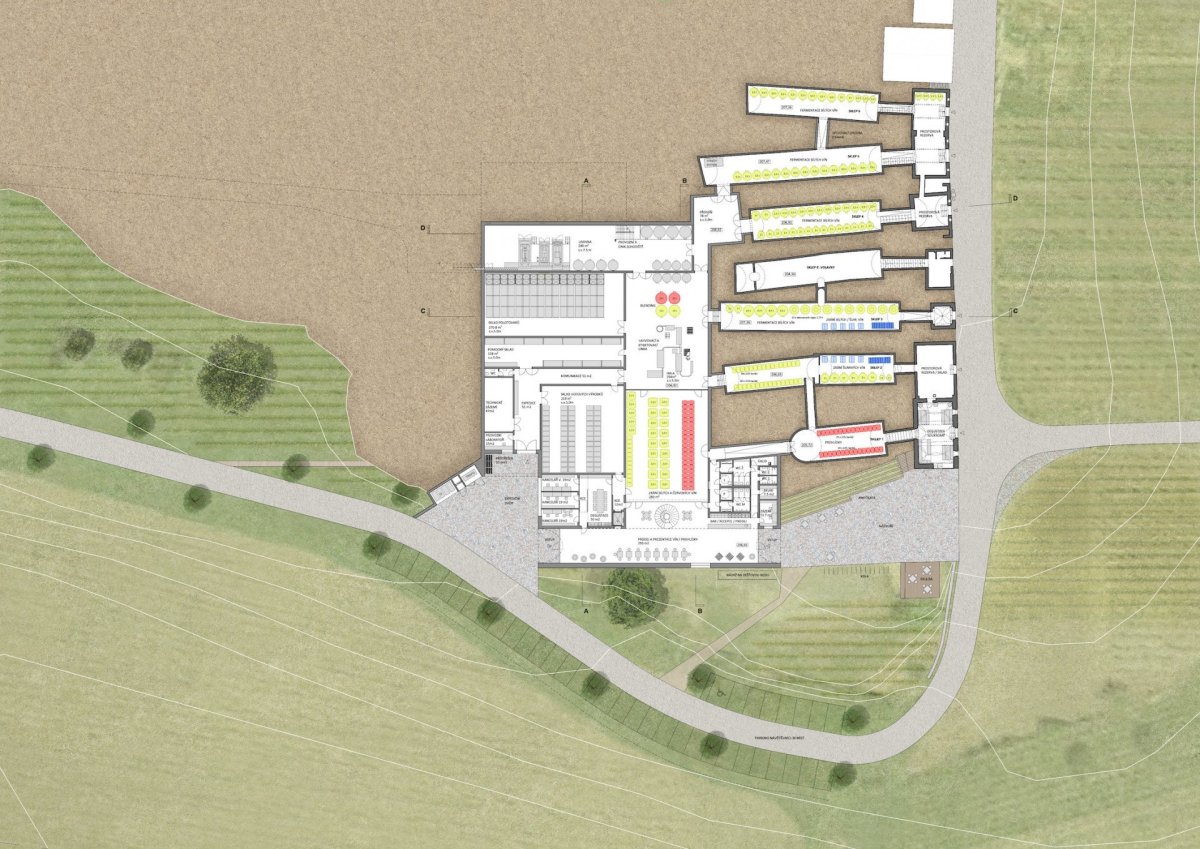 Vinařství Mikrosvín, FAM Architekti, půdorys přízemí.
