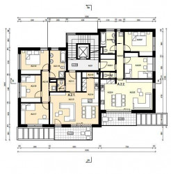 ARCHCON atelier, Pasivní bytové domy na Bílé Hoře - půdorys 2.N.P.