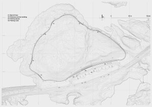 Ghilardi+Hellsten Arkitekter, Odpočívadlo a stezka na ostrově Eldhusøya, situace, výkres