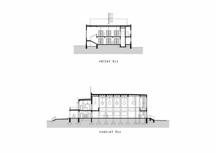 Rekonstrukce pavilonu A na výstavišti v Lounech, řezy, Ondřej Tuček