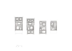 HARQUITECTES, cihlový dům č.p. 1014, bokorys, výkres