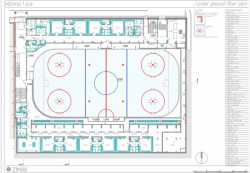 Zimní stadion v Teplicích, MISE a SIAL Architekti a inženýři, půdorys 1PP