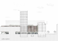 Bytový dům v Karlíně, řezopohled, Barbora Červeňová