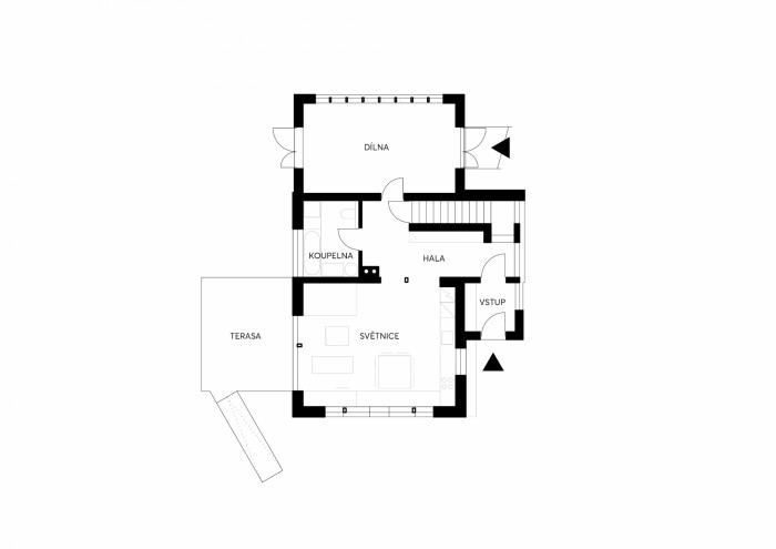 Dům pro rodinu tesaře, Architekti.in, půdorys 1NP