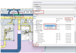 Modernizovaná TZB prohlížečka přehledně zobrazuje všechny typy systémů (VZT, potrubí, kabelo vody) a jejich domovská podlaží.