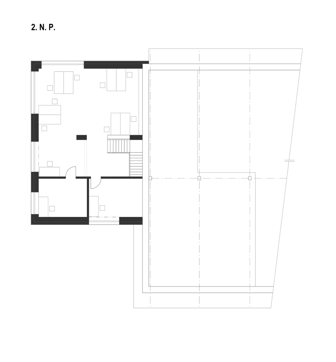 3+1 architekti, TRANSCO Děčín, rekonstrukce, půdorys 2. NP – foto