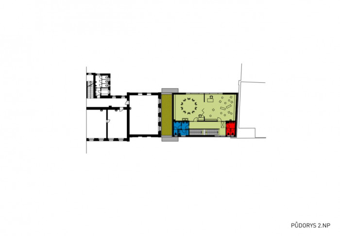 Přístavba školní družiny ZŠ Újezd v Plzni, půdorys 2np, Projectstudio8