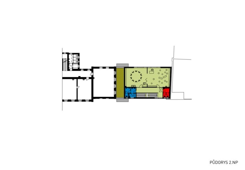 Přístavba školní družiny ZŠ Újezd v Plzni, půdorys 2np, Projectstudio8
