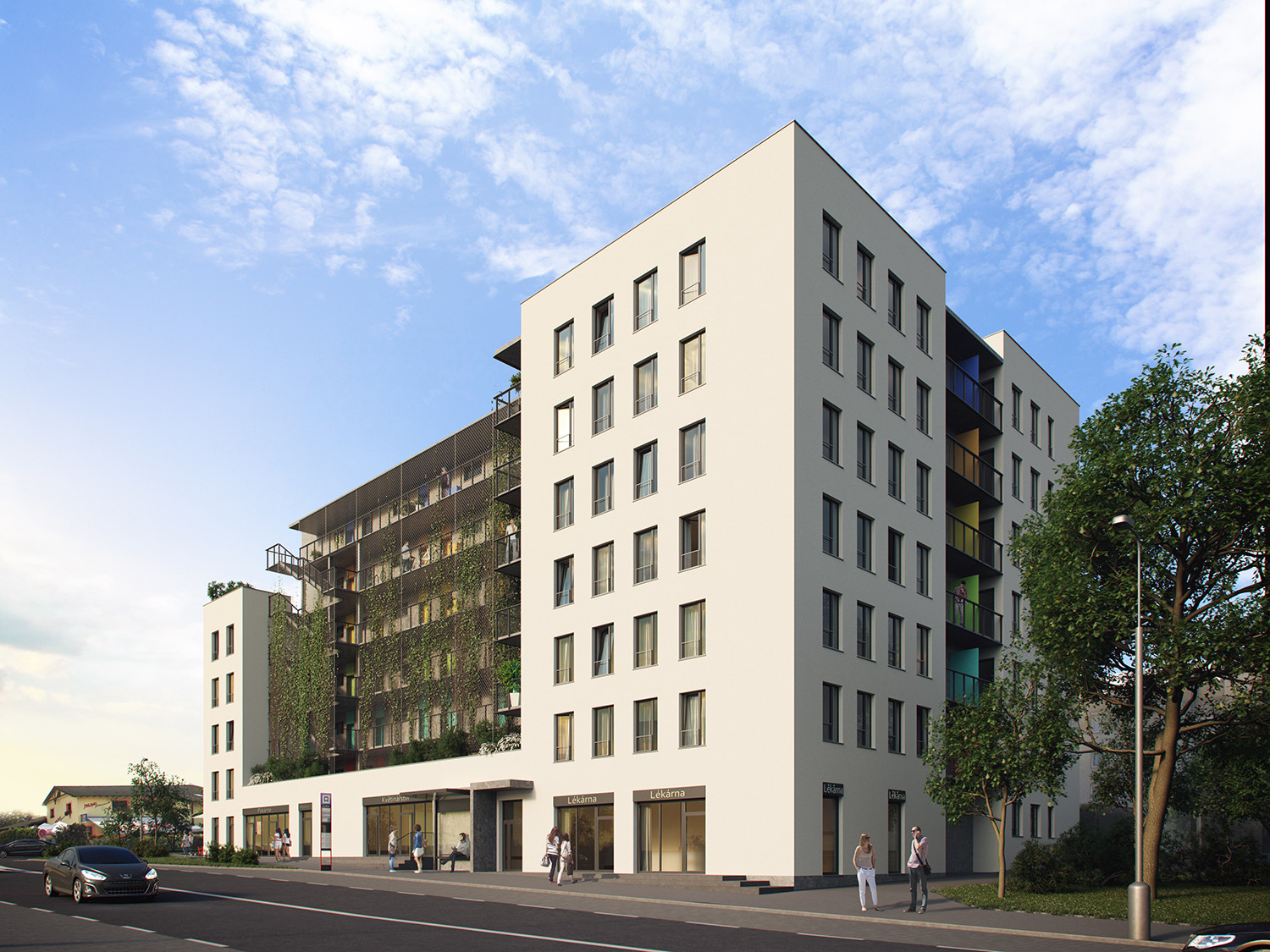 SCHINDLER SEKO ARCHITEKTI navrhli prefabrikovaný bytový dům polyfunkčního charakteru Happi Milánská v Horních Měcholupech