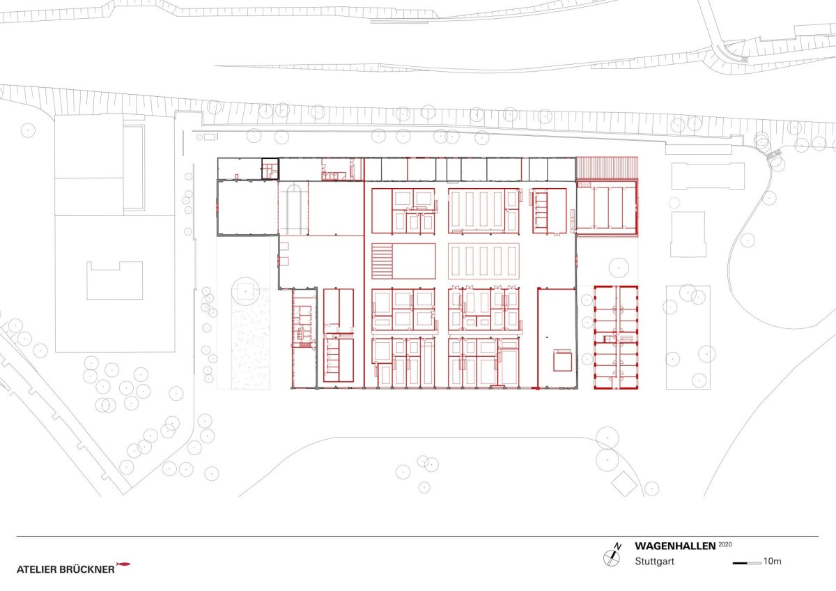 Půdorys (ATELIER BRÜCKNER, Wagenhallen ve Stuttgartu)