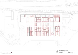 Půdorys (ATELIER BRÜCKNER, Wagenhallen ve Stuttgartu)