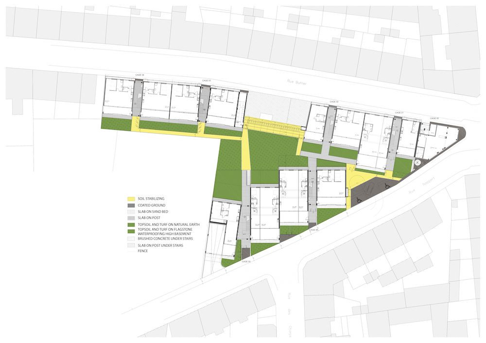 Lacaton & Vassal architectes, sociální byty v Mulhouse, situace, výkres