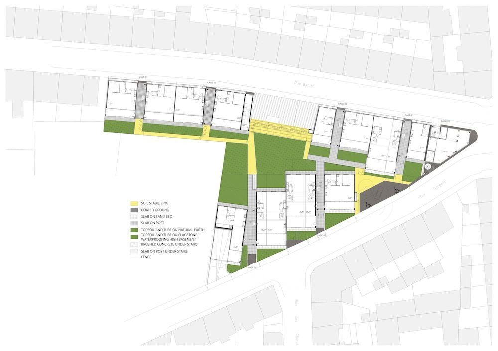 Lacaton & Vassal architectes, sociální byty v Mulhouse, situace, výkres