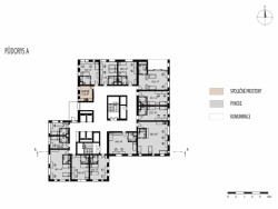 Návrh studentského bydlení v Holešovicích, půdorys, Michaela Pekárková.