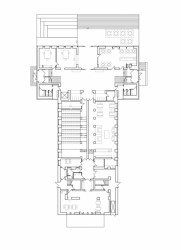 Společenské a kulturní centrum Kuřim, ARCHTEAM, půdorys 0NP - přízemí