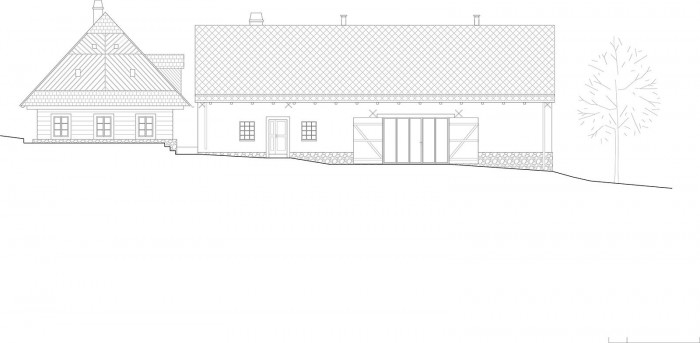 Lenka Míková, rekonstrukce usedlosti v Jižních Čechách, pohled západ