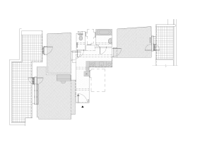 Původní půdorys (Nová dispozice bytu na Vinohradech; Architéka)
