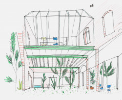 Přestavba psychiatrické léčebny PC Carritas v Belgii, Architecten de vylder vinck taillieu, skica