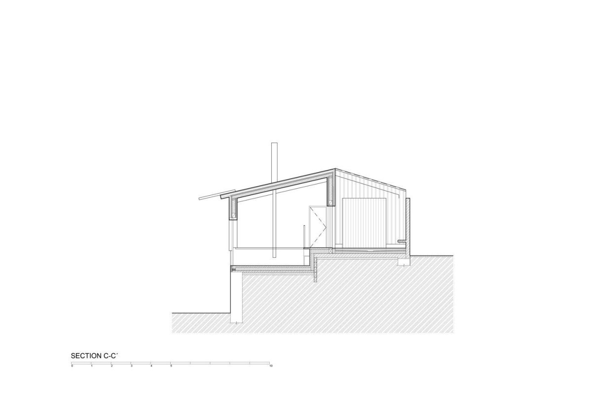 Dům za zdí, řez, Mjölk architekti