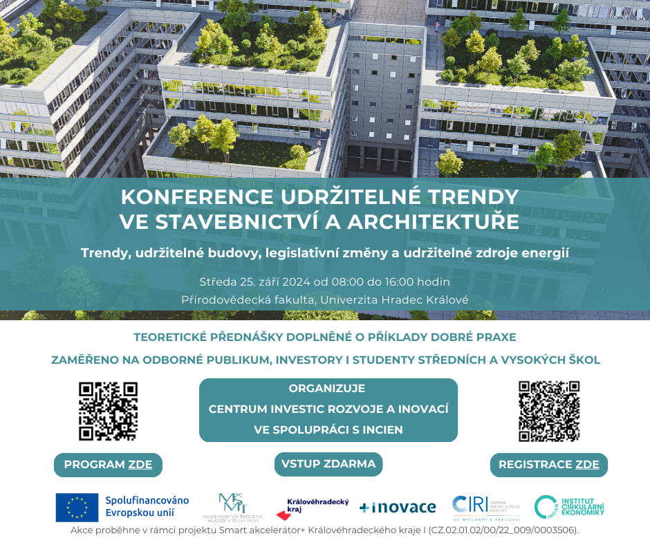 Přijďte se dozvědět víc o udržitelném stavění. V září se v Hradci Králové koná konference o nových postupech i příkladech z praxe.