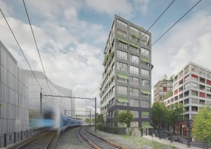 Nová podoba Florence - Vizualizace od železniční trati směrem k východnímu nároží bloku B05