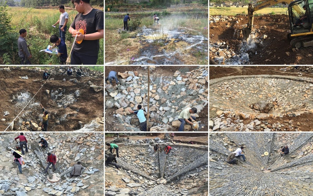 Landartový projekt Sinkhole Floor Drain od Hu Quanchun