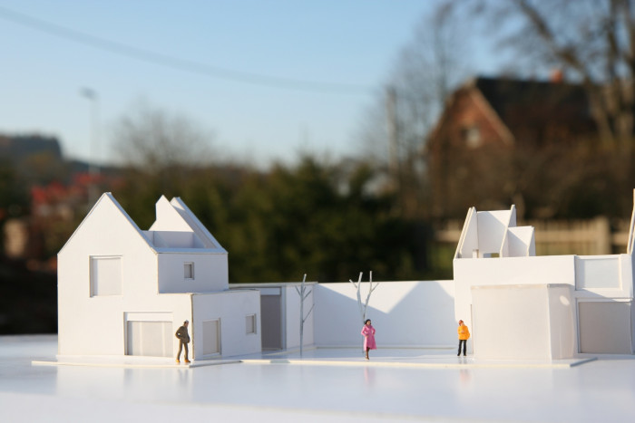 Domy v mlze, model, studio Raketoplán