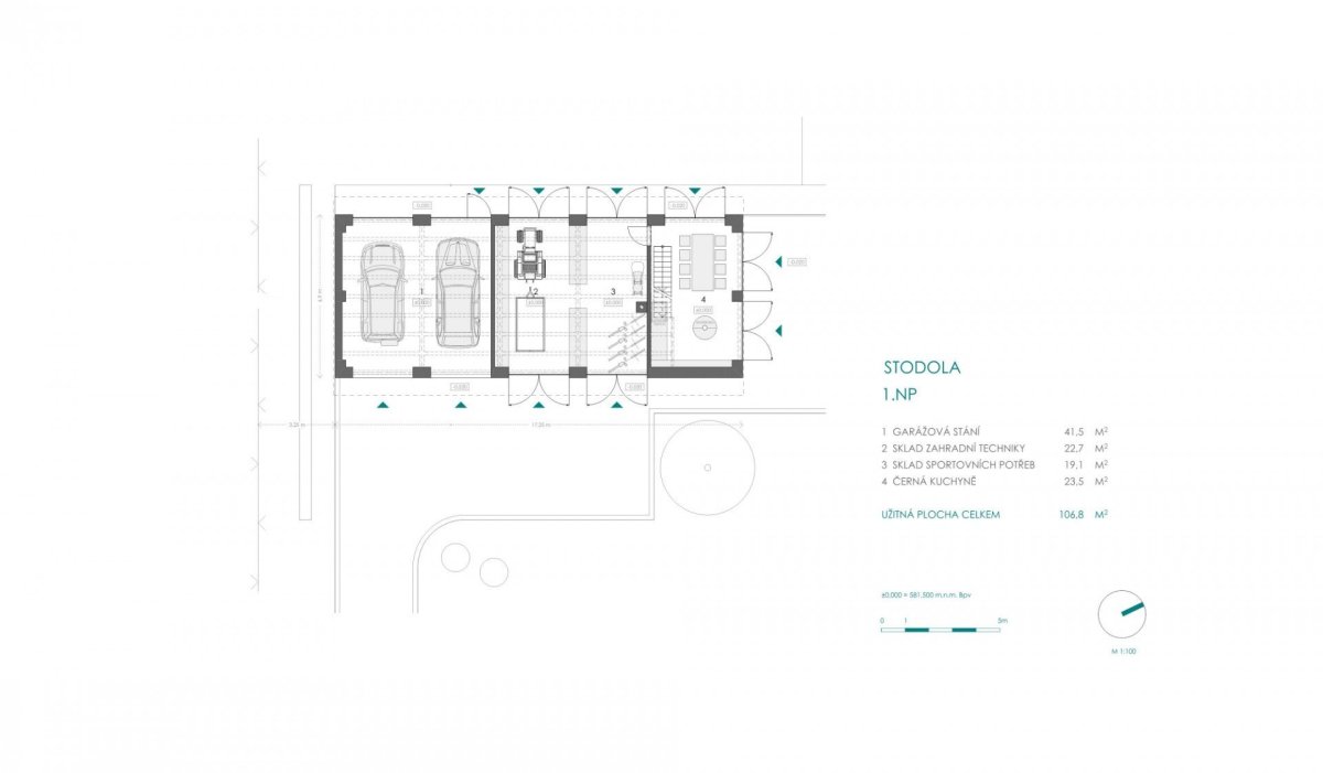 Usedlost na Vysočině, 3K Architects / Roman Kučírek, Jan Komárek, stodola 1NP