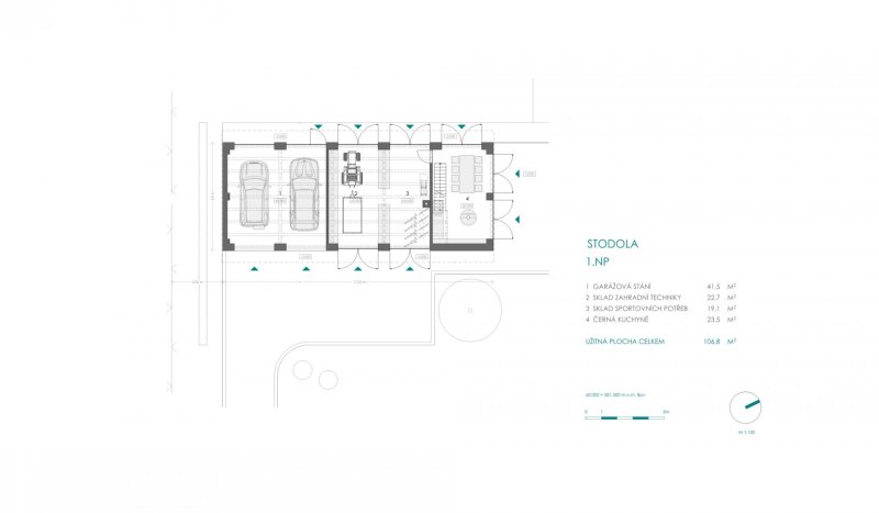 Usedlost na Vysočině, 3K Architects / Roman Kučírek, Jan Komárek, stodola 1NP