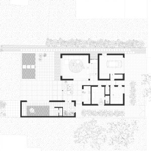 Rodinný dům Lhotka, půdorys 1 NP, SOA architekti