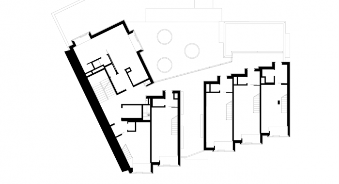 DAM architekti, Bytový dům s tělocvičnou, půdorys 6. NP – foto