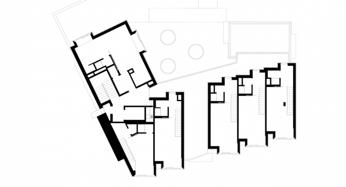 DAM architekti, Bytový dům s tělocvičnou, půdorys 7. NP – foto