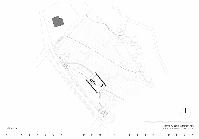 Víkendový dům v Beskydech, Pavel Míček Architects, situace