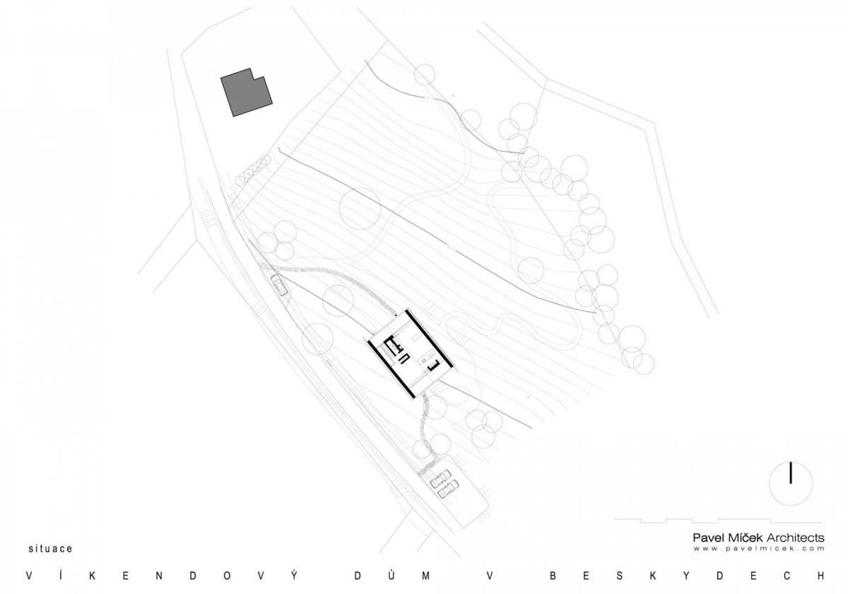 Víkendový dům v Beskydech, Pavel Míček Architects, situace