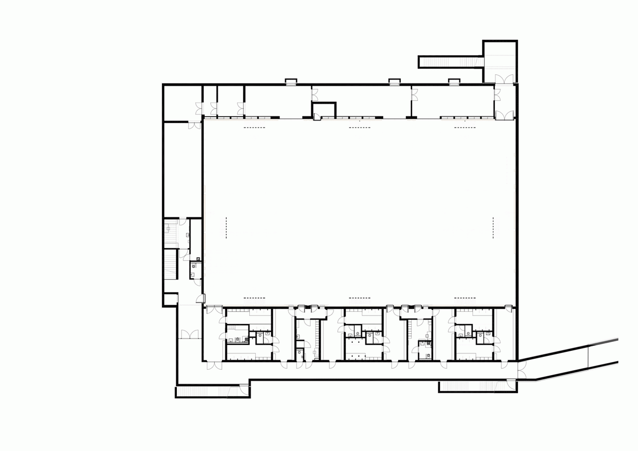Dietger Wissounig Architekten, Sportovní hala St. Martin, půdorys 1. PP - foto