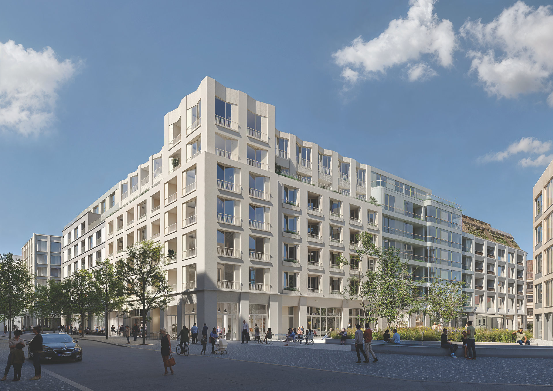 Nová podoba Florence - Vizualizace z jihovýchodního nároží bloku B02