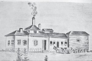 Obr. 2: Bulharská pivovarská společnost v Šumenu v roce 1883, dobová kresba.