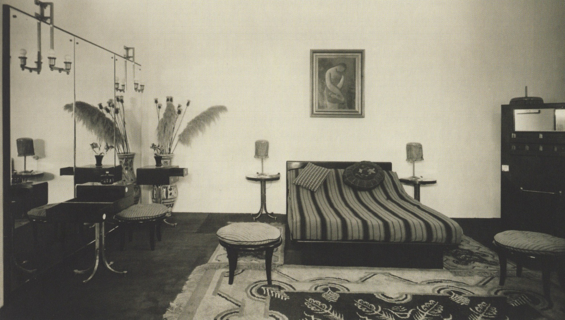 Jan Vaněk - Jaroslav Grunt, ložnice na mezinárodní výstavě dekorativního umění a moderního průmyslu, 1925, Paříž