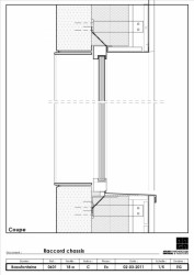 Detail řezu: horní a dolní napojení okenního profilu