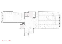 Půdorys (Rekonstrukce funkcionalistického bytu v Praze, architekt Martin Čeněk)