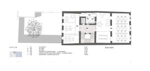 Vítězný návrh Centra současného umění a architektury v Českých Budějovicích od studií AFF Architekten + Malý Chmel, půdorys 4NP