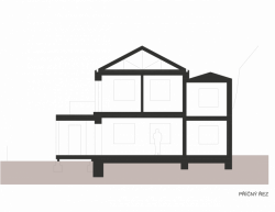 SKUPINA, Dům ve Strašnicích, řez příčný – foto