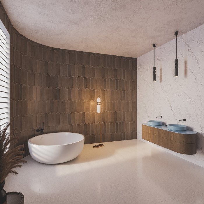 Leštěný tvrzený kámen Calacatta Olympos od TechniStone.