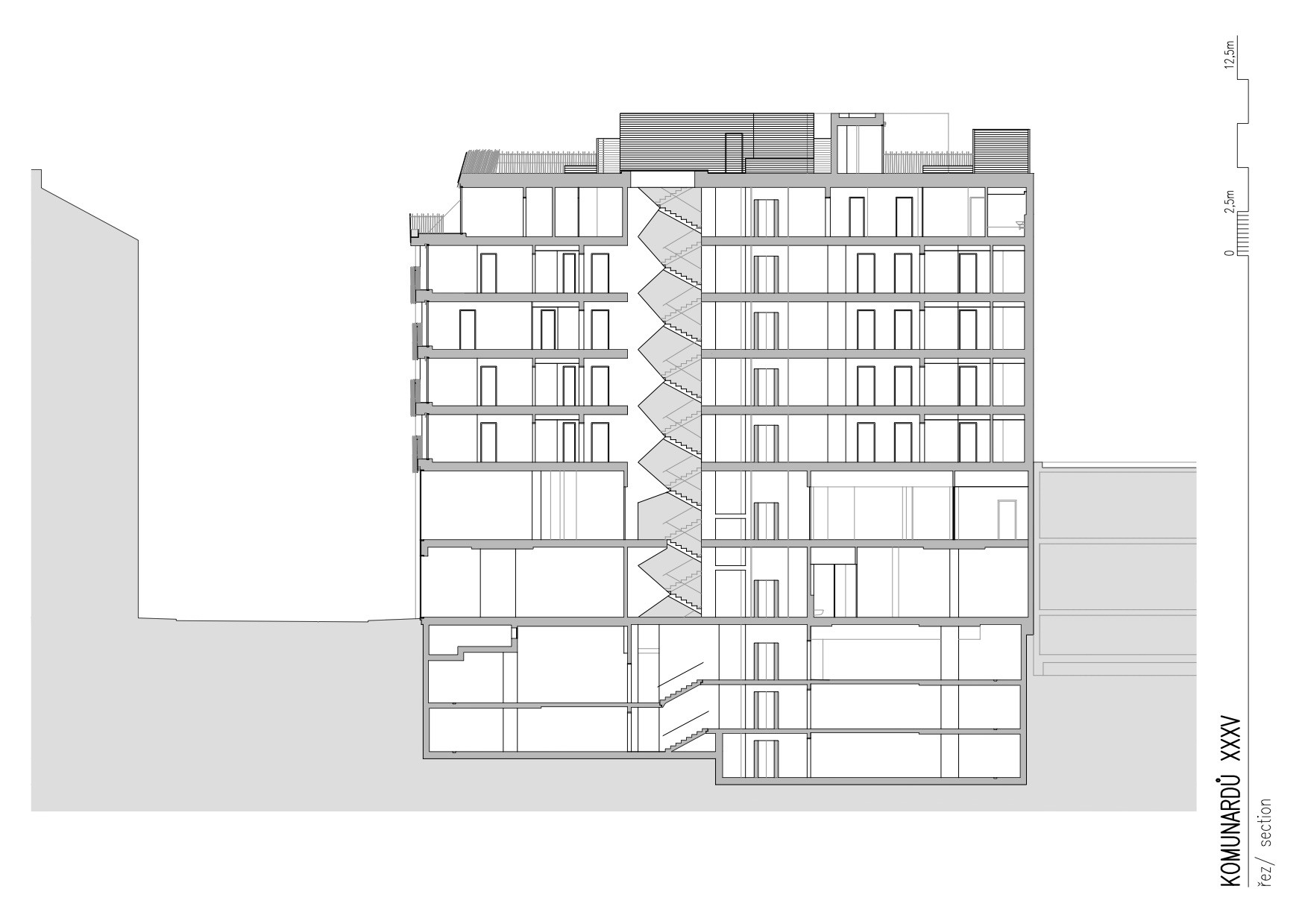 Komunardů XXXV, FIALA+NEMEC, řez