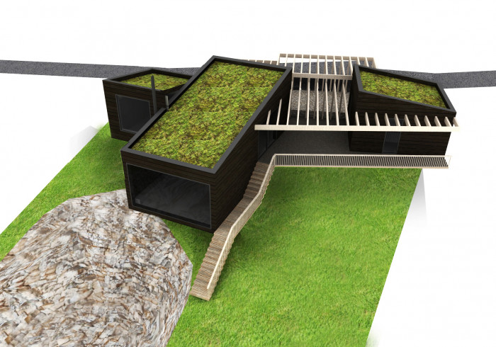 Víkendový dům nad lomem, BLOK architekti, axonometrie