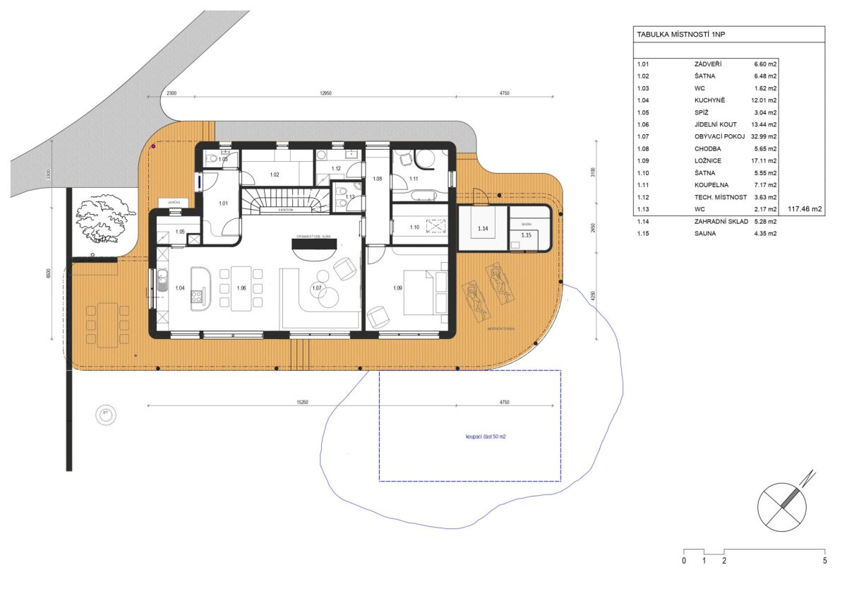 Rodinný dům s hnízdem, ARCHCON atelier: Půdorys 1NP